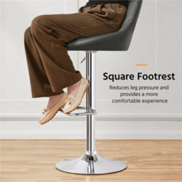 Yaheetech Set Of 2 Faux Leather Swivel Bar Stools With Backrest And Footrest Dark Grey - thumbnail 5