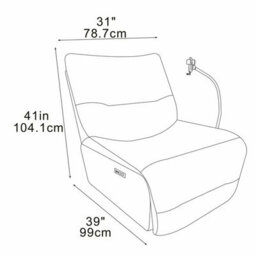 Meteor Beige Fabric Power Reclining Swivel Chair, Electric Recliner With Usb-A & Usb-C Charging Ports, Wireless Phone Holder - thumbnail 2