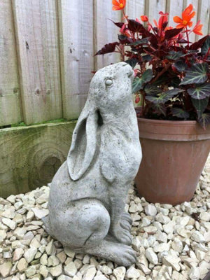 Burgess Rabbit Gazing Hare Stone Statue Outdoor British Made Bunny Rabbit Garden Ornament - image 1
