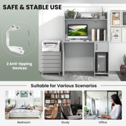 Costway Modern Computer Desk Home Office Writing Study Desk W/ Display Shelf - thumbnail 8