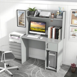 Costway Modern Computer Desk Home Office Writing Study Desk W/ Display Shelf - thumbnail 1