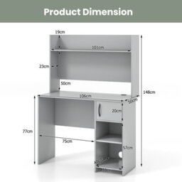 Costway Modern Computer Desk Home Office Writing Study Desk W/ Display Shelf - thumbnail 3