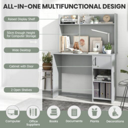 Costway Modern Computer Desk Home Office Writing Study Desk W/ Display Shelf - thumbnail 5