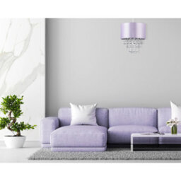 Happy Homewares Modern Lilac Satin Fabric Pendant Light Shade With Transparent Acrylic Droplets - thumbnail 6
