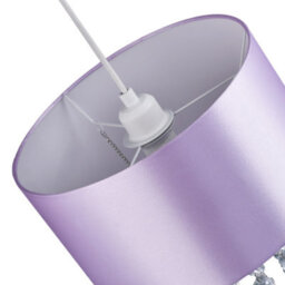 Happy Homewares Modern Lilac Satin Fabric Pendant Light Shade With Transparent Acrylic Droplets - thumbnail 4