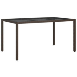 Berkfield Garden Table 150X90X75 Cm Tempered Glass And Poly Rattan Brown - thumbnail 2