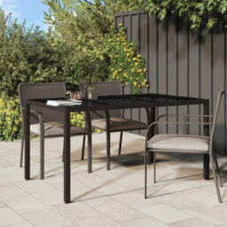 Berkfield Garden Table 150X90X75 Cm Tempered Glass And Poly Rattan Brown - thumbnail 1
