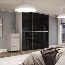 Spacepro Minimalist Mirror Panelled Non-Mirrored Matt Black 3 Door Sliding Wardrobe Door Kit (H)2220mm (W)2702mm - thumbnail 3