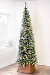 Christmas Tree World The Pre-Lit 7Ft/210Cm Snowy Pencil Christmas Tree - thumbnail 1