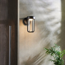 Matt Black Outdoor Wall Light With Glass Shade - Ip44 Rated - Integrated Led - thumbnail 4