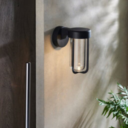 Matt Black Outdoor Wall Light With Glass Shade - Ip44 Rated - Integrated Led - thumbnail 5