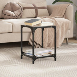Berkfield Coffee Table With Transparent Glass Top 30X30X40 Cm Steel - thumbnail 3