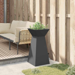Berkfield Garden Pillar Planter With Bowl Black 35X35X73 Cm Steel - thumbnail 4