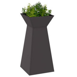 Berkfield Garden Pillar Planter With Bowl Black 35X35X73 Cm Steel - thumbnail 3