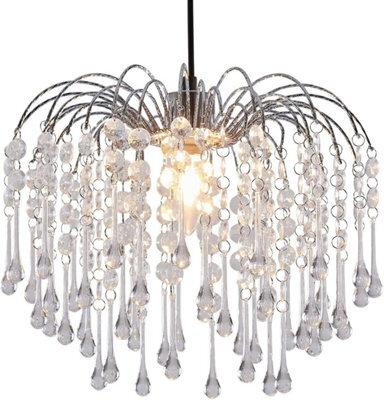 Klass Home Collection Teardrop Acrylic Crystal Pendant Ceiling Light Shade Chrome Finish - image 1