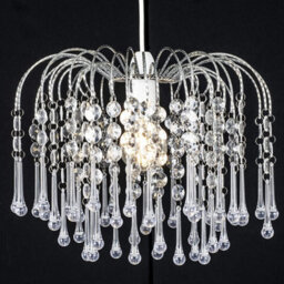 Klass Home Collection Teardrop Acrylic Crystal Pendant Ceiling Light Shade Chrome Finish - thumbnail 2