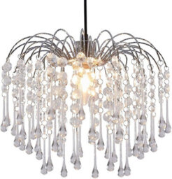 Klass Home Collection Teardrop Acrylic Crystal Pendant Ceiling Light Shade Chrome Finish
