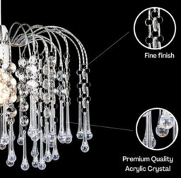 Klass Home Collection Teardrop Acrylic Crystal Pendant Ceiling Light Shade Chrome Finish - thumbnail 4