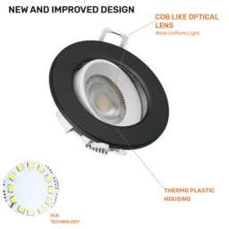 Paul Russells Led Downlight Black Non-Dimmable Tilt Recessed Ceiling Spotlight 4.8W 390 Lumens, Ip44, Warm White 3000K Pack Of 6 - thumbnail 4