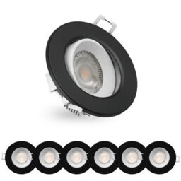 Paul Russells Led Downlight Black Non-Dimmable Tilt Recessed Ceiling Spotlight 4.8W 390 Lumens, Ip44, Warm White 3000K Pack Of 6 - thumbnail 1