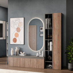 Decorotika Stockholm Moduler Modern Tv Unit Wall Mount Customizable Layout Black Alina - thumbnail 2