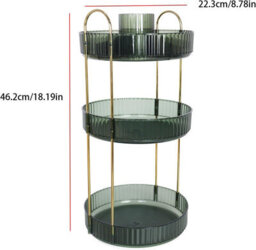 Xample Makeup Organiser Rotating, 3 Tier Round Skincare Organiser, Customisable, Toiletries Cosmetics Organiser, Gift (Pale Green) - thumbnail 9