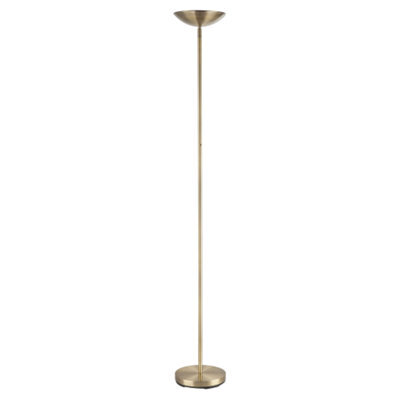 Happy Homewares Modern Uplighter Floor Lamp In Antique Brass With Memory Dimmer Button - image 1