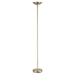 Happy Homewares Modern Uplighter Floor Lamp In Antique Brass With Memory Dimmer Button - thumbnail 1