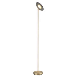 Happy Homewares Modern Uplighter Floor Lamp In Antique Brass With Memory Dimmer Button - thumbnail 2