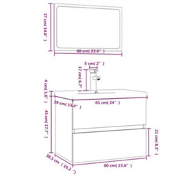 Walplus Bathroom Furniture Set Grey Sonoma Engineered Wood - thumbnail 7
