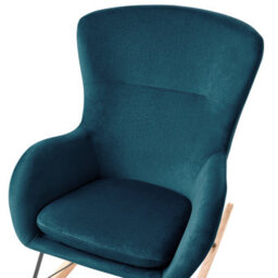 Beliani Velvet Sea Blue Rocking Chair With Metal Legs, W71 X D90 X H97Cm - thumbnail 5