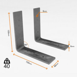 MKGT 2 Shelf Brackets Pcs Heavy Duty Industrial Steel For Wall Mounted Diy Floating(Raw Steel, 150X150mm) - thumbnail 2