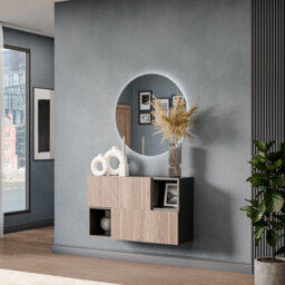 Decorotika Fiko Modern Wall-Mounted Sideboard Black Alina - thumbnail 3