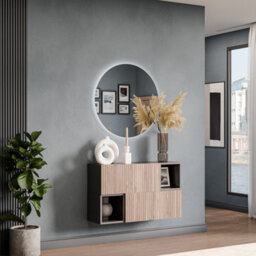 Decorotika Fiko Modern Wall-Mounted Sideboard Black Alina - thumbnail 2