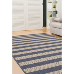 Melrose Eden Navy Stripe Design Pile Height 3mm Indoor Outdoor X-Large Area Rug - 200/290Cm - thumbnail 1