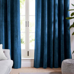 Aspire Homeware Navy Velvet Curtain Room Darkening Blackout Eyelet Curtain Pair (W) 168Cm X (D)228Cm With Tie Back Pair - thumbnail 2