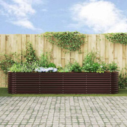Berkfield Garden Raised Bed Brown 400 X 80 X 81 Cm Steel - thumbnail 4
