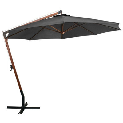Berkfield Sturdy Hanging Parasol With Pole Anthracite 3.5X2.9 M Solid Fir Wood - image 1