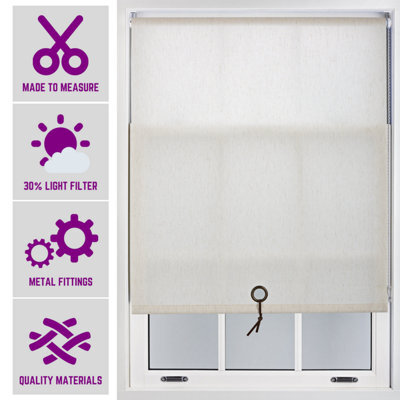 Furnished Luxury Linen Roller Blind With Eyelet Free Cut Service - (W)240Cm X (L)165Cm - image 1