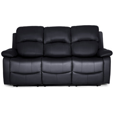 Bravich Black Faux Leather Manual Recliner Sofa - 3 Seater - image 1