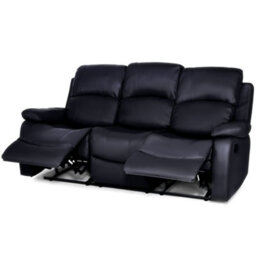 Bravich Black Faux Leather Manual Recliner Sofa - 3 Seater - thumbnail 2