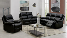 Bravich Black Faux Leather Manual Recliner Sofa - 3 Seater - thumbnail 6