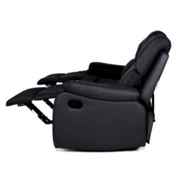 Bravich Black Faux Leather Manual Recliner Sofa - 3 Seater - thumbnail 4
