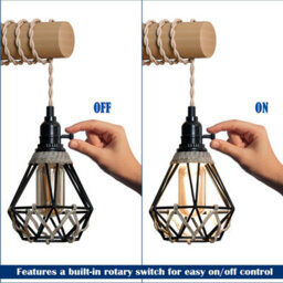 Vintage Wood Wall Lamp Black E27 Sconce Lights For Living Room, Bedrooms, Hallway, Stair Wall Light With Rope ,bulb - thumbnail 6
