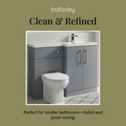 Balterley Right-Hand Bathroom Vanity And Wc Unit Combination With Basin - 1100mm - Satin Grey With Copper Handles - thumbnail 7