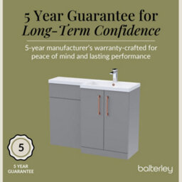 Balterley Right-Hand Bathroom Vanity And Wc Unit Combination With Basin - 1100mm - Satin Grey With Copper Handles - thumbnail 6