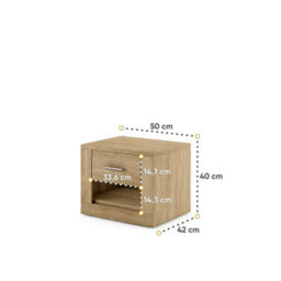 Arte Idea Contemporary Bedside Table 1 Drawer 1 Open Storage Compartment Oak Shetland Effect (H)410mm (W)500mm (D)420mm - thumbnail 3