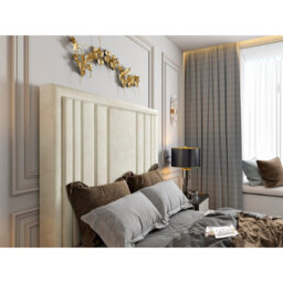 Atom Upholstered Soft Velvet  Cream Tv Bespoke Bed Frame - thumbnail 3