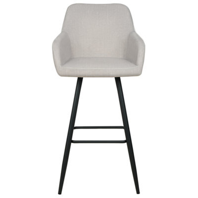 Wyld And Coco Home Velvet Bar Stool Set Of 2 Taupe With Arms, Black Metal Legs, Integrated Footrest - image 1