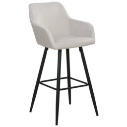 Wyld And Coco Home Velvet Bar Stool Set Of 2 Taupe With Arms, Black Metal Legs, Integrated Footrest - thumbnail 4